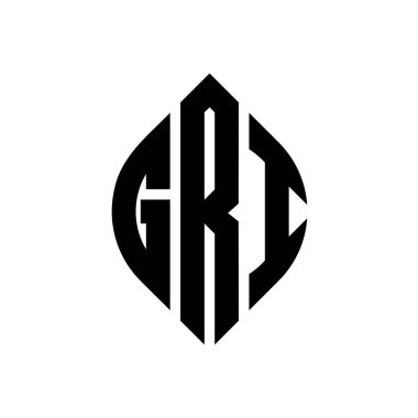Çember ve elips şekilli GRI daire harf logosu tasarımı. Typographic tarzında GRI elips harfleri. Üç baş harf daire şeklinde bir logo oluşturuyor. GRI Çember Amblemi Soyut Monogram Harf İşaretleme Vektörü.