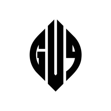 Çember ve elips şekilli GVQ daire harf logosu tasarımı. Tipografik biçimli GVQ elips harfleri. Üç baş harf daire şeklinde bir logo oluşturuyor. GVQ Çember Amblemi Soyut Monogram Harf İşaretleyici Vektörü.