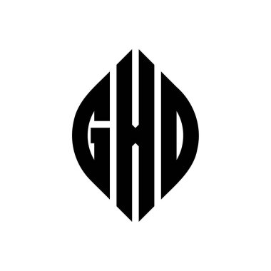 Çember ve elips şekilli GXD daire harf logosu tasarımı. Tipografik biçimli GXD elips harfleri. Üç baş harf daire şeklinde bir logo oluşturuyor. GXD Çember Amblemi Soyut Monogram Harf İşaretleyici Vektörü.