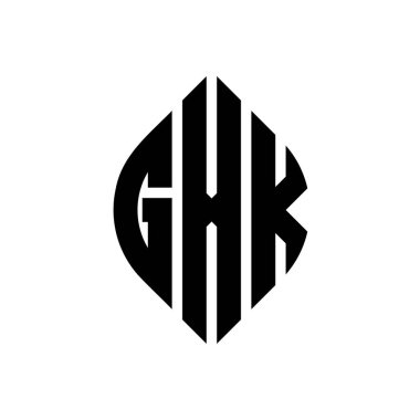 Çember ve elips şekilli GXK daire harf logosu tasarımı. Tipografik biçimli GXK elips harfleri. Üç baş harf daire şeklinde bir logo oluşturuyor. GXK Çember Amblemi Soyut Monogram Harf İşaretleyici Vektörü.