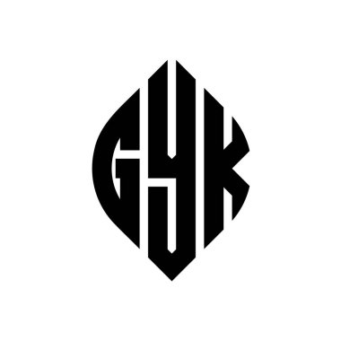 Çember ve elips şekilli GYK daire harf logosu tasarımı. Tipografik biçimli GYK elips harfleri. Üç baş harf daire şeklinde bir logo oluşturuyor. GYK Çember Amblemi Soyut Monogram Harf İşaretleyici Vektörü.
