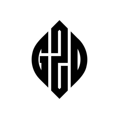 Çember ve elips şekilli GZO daire harf logosu tasarımı. Tipografik biçimli GZO elips harfleri. Üç baş harf daire şeklinde bir logo oluşturuyor. GZO Çember Amblemi Soyut Monogram Harf İşaretleyici Vektörü.
