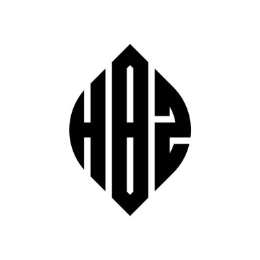 Çember ve elips şekilli HBZ daire harf logosu tasarımı. Tipografik biçimli HBZ elips harfleri. Üç baş harf daire şeklinde bir logo oluşturuyor. HBZ Çember Amblemi Soyut Monogram Harf İşaretleyici Vektörü.