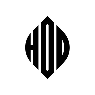 Çember ve elips şekilli HDO daire harf logosu tasarımı. Tipografik biçimli HDO elips harfleri. Üç baş harf daire şeklinde bir logo oluşturuyor. HDO Çemberi Amblemi Soyut Monogram Harf İşaretleme Vektörü.