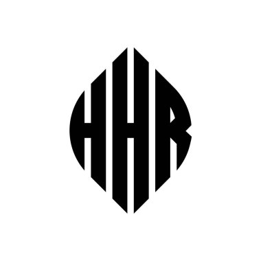 Halka ve elips şekilli HHR daire harf logosu tasarımı. HHR elips harfleri tipografik tarzda. Üç baş harf daire şeklinde bir logo oluşturuyor. HHR Çember Amblemi Soyut Monogram Harf İşaretleyici Vektörü.