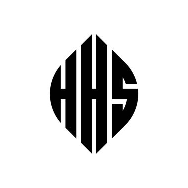 Çember ve elips şekilli HHS daire harf logosu tasarımı. Tipografik şekilli HHS elips harfleri. Üç baş harf daire şeklinde bir logo oluşturuyor. HHS Çember Amblemi Soyut Monogram Harf İşaretleyici Vektörü.