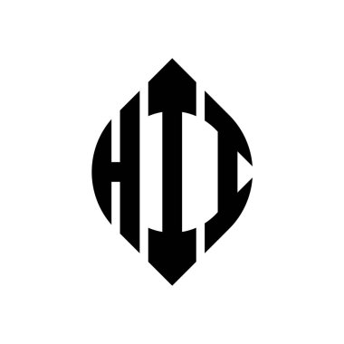 Daire şeklinde ve elips şekilli HII daire harf logosu tasarımı. HII elips harfleri tipografik tarzda. Üç baş harf daire şeklinde bir logo oluşturuyor. HII Çember Amblemi Soyut Monogram Harf İşaretleyici Vektörü.