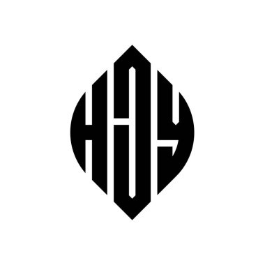 Çember ve elips şekilli HJY daire harf logosu tasarımı. Tipografik biçimli HJY elips harfleri. Üç baş harf daire şeklinde bir logo oluşturuyor. HJY Çember Amblemi Soyut Monogram Harf İşaretleyici Vektörü.