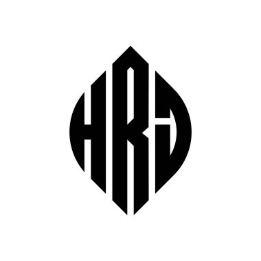 HRJ daire şeklinde ve elips şekilli harf logosu tasarımı. HRJ elips harfleri tipografik tarzda. Üç baş harf daire şeklinde bir logo oluşturuyor. HRJ Çember Amblemi Soyut Monogram Harf İşaretleyici Vektörü.