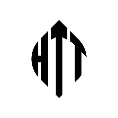 Çember ve elips şekilli HTT daire harf logosu tasarımı. Tipografik biçimli HTT elips harfleri. Üç baş harf daire şeklinde bir logo oluşturuyor. HTT Çemberi Amblemi Soyut Monogram Harf İşaretleyici Vektörü.