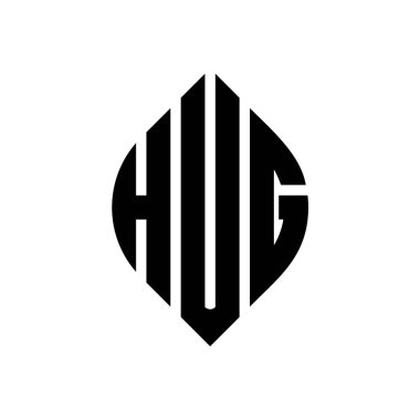 Daire ve elips şekilli HUG daire harf logosu tasarımı. Typographic tarzında HUG elips harfleri. Üç baş harf daire şeklinde bir logo oluşturuyor. HUG Çember Amblemi Soyut Monogram Harf İşaretleyici Vektörü.