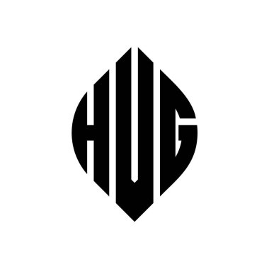 Çember ve elips şekilli HVG daire harf logosu tasarımı. Tipografik biçimli HVG elips harfleri. Üç baş harf daire şeklinde bir logo oluşturuyor. HVG Çember Amblemi Soyut Monogram Harf İşaretleyici Vektörü.