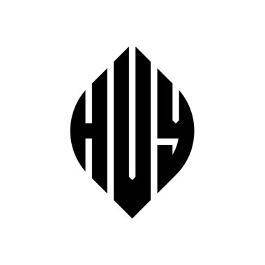 Çember ve elips şekilli HVY daire harf logosu tasarımı. Tipografik biçimli HVY elips harfleri. Üç baş harf daire şeklinde bir logo oluşturuyor. HVY Çember Amblemi Soyut Monogram Harf İşaretleme Vektörü.