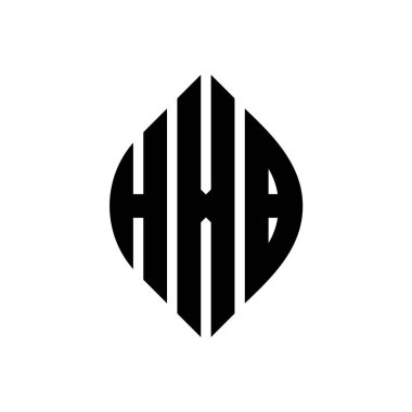 Çember ve elips şekilli HXB daire harf logosu tasarımı. Tipografik biçimli HXB elips harfleri. Üç baş harf daire şeklinde bir logo oluşturuyor. HXB Çember Amblemi Soyut Monogram Harf İşaretleyici Vektörü.