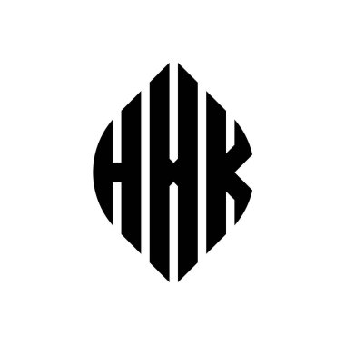 Çember ve elips şekilli HXK daire harf logosu tasarımı. Tipografik biçimli HXK elips harfleri. Üç baş harf daire şeklinde bir logo oluşturuyor. HXK Çember Amblemi Soyut Monogram Harf İşaretleyici Vektörü.