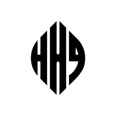 Çember ve elips şekilli HXQ daire harf logosu tasarımı. HXQ elips harfleri tipografik tarzda. Üç baş harf daire şeklinde bir logo oluşturuyor. HXQ Çember Amblemi Soyut Monogram Harf İşaretleyici Vektörü.