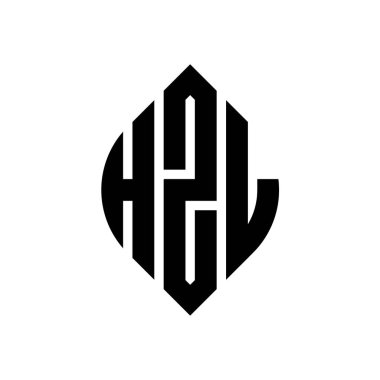 Çember ve elips şekilli HZL daire harf logosu tasarımı. Tipografik biçimli HZL elips harfleri. Üç baş harf daire şeklinde bir logo oluşturuyor. HZL Çember Amblemi Soyut Monogram Harf İşaretleyici Vektörü.