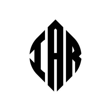 Çember ve elips şekilli IAR daire harf logosu tasarımı. Tipografik biçimli IAR elips harfleri. Üç baş harf daire şeklinde bir logo oluşturuyor. IAR Çemberi Amblemi Soyut Monogram Harf İşaretleyici Vektörü.