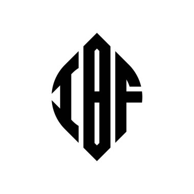 Çember ve elips şekilli IBF daire harf logosu tasarımı. Tipografik biçimli IBF elips harfleri. Üç baş harf daire şeklinde bir logo oluşturuyor. IBF Çember Amblemi Soyut Monogram Harf İşaretleyici Vektörü.