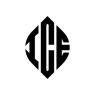 ICE dairesi harf logosu dizaynı daire ve elips şeklinde. ICE elips harfleri tipografik tarzda. Üç baş harf daire şeklinde bir logo oluşturuyor. ICE Çemberi Amblemi Soyut Monogram Harf İşaretleme Vektörü.