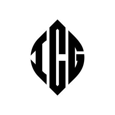 Çember ve elips şekilli ICG daire harf logosu tasarımı. Tipografik tarzda ICG elips harfleri. Üç baş harf daire şeklinde bir logo oluşturuyor. ICG Çember Amblemi Soyut Monogram Harf İşaretleme Vektörü.