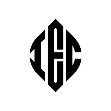 Dairesel ve elips şekilli IEC daire harf logosu tasarımı. Typographic tarzında IEC elips harfleri. Üç baş harf daire şeklinde bir logo oluşturuyor. IEC Çember Amblemi Soyut Monogram Harf İşaretleme Vektörü.