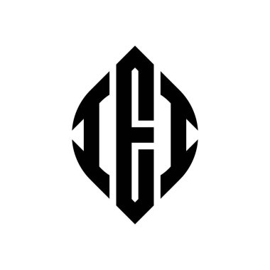 Dairesel ve elips şekilli IEI daire harf logosu tasarımı. Typographic tarzında elips harfler. Üç baş harf daire şeklinde bir logo oluşturuyor. IEI Çember Amblemi Soyut Monogram Harf İşaretleyici Vektörü.