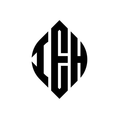 Çember ve elips şekilli IEH daire harf logosu tasarımı. Tipografik biçimli IEH elips harfleri. Üç baş harf daire şeklinde bir logo oluşturuyor. IEH Çember Amblemi Soyut Monogram Harf İşaretleyici Vektörü.