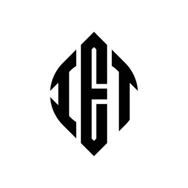 Çember ve elips şekilli IET daire harf logosu tasarımı. Tipografik şekilli IET elips harfleri. Üç baş harf daire şeklinde bir logo oluşturuyor. IET Çemberi Amblemi Soyut Monogram Harf İşaretleyici Vektörü.