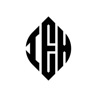 Dairesel ve elips şekilli IEX daire harf logosu tasarımı. Tipografik biçimli IEX elips harfleri. Üç baş harf daire şeklinde bir logo oluşturuyor. IEX Çember Amblemi Soyut Monogram Harf İşaretleyici Vektörü.