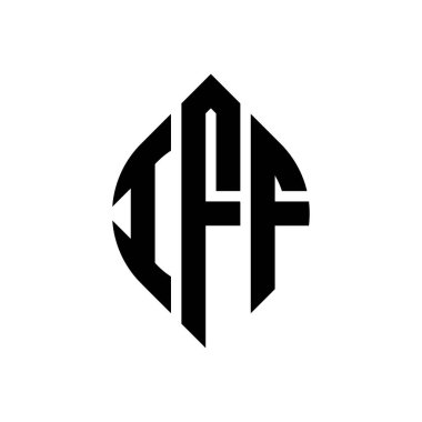 Dairesel ve elips şekilli IFF daire harf logosu tasarımı. Typographic tarzında IFF elips harfleri. Üç baş harf daire şeklinde bir logo oluşturuyor. IFF Çember Amblemi Soyut Monogram Harf İşaretleyici Vektörü.