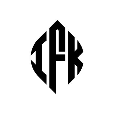 Çember ve elips şekilli IFK daire harf logosu tasarımı. Tipografik biçimli IFK elips harfleri. Üç baş harf daire şeklinde bir logo oluşturuyor. IFK Çember Amblemi Soyut Monogram Harf İşaretleyici Vektörü.