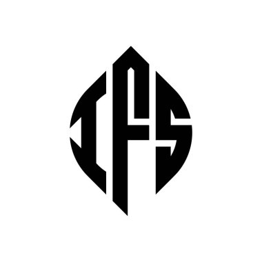 Çember ve elips şekilli IFS daire harf logosu tasarımı. Tipografik biçimli IFS elips harfleri. Üç baş harf daire şeklinde bir logo oluşturuyor. IFS Çember Amblemi Soyut Monogram Harf İşaretleyici Vektörü.