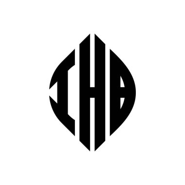 Çember ve elips şekilli IHB daire harf logosu tasarımı. Tipografik biçimli IHB elips harfleri. Üç baş harf daire şeklinde bir logo oluşturuyor. IHB Çember Amblemi Soyut Monogram Harf İşaretleyici Vektörü.