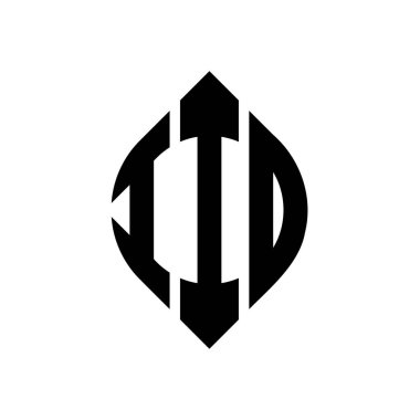 Dairesel ve elips şekilli IID daire harf logosu tasarımı. Typographic tarzında elips harfler. Üç baş harf daire şeklinde bir logo oluşturuyor. IID Çemberi Amblemi Soyut Monogram Harf İşaretleyici Vektörü.