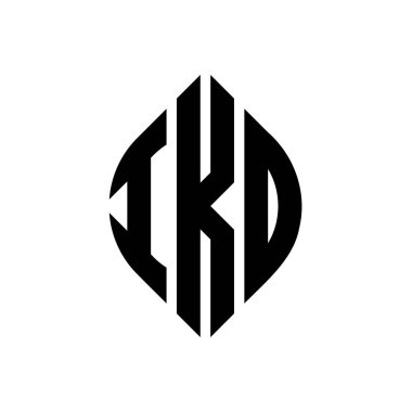 Daire ve elips şekilli IKD daire harf logosu tasarımı. Tipografik biçimli IKD elips harfleri. Üç baş harf daire şeklinde bir logo oluşturuyor. IKD Çember Amblemi Soyut Monogram Harf İşaretleyici Vektörü.