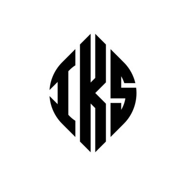 Çember ve elips şekilli IKS daire harf logosu tasarımı. Tipografik biçimli IKS elips harfleri. Üç baş harf daire şeklinde bir logo oluşturuyor. IKS Çember Amblemi Soyut Monogram Harf İşaretleyici Vektörü.