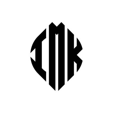 Çember ve elips şekilli IMK daire harf logosu tasarımı. Tipografik biçimli IMK elips harfleri. Üç baş harf daire şeklinde bir logo oluşturuyor. IMK Çember Amblemi Soyut Monogram Harf İşaretleyici Vektörü.