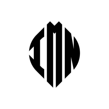 Çember ve elips şekilli IMN daire harf logosu tasarımı. Tipografik biçimli IMN elips harfleri. Üç baş harf daire şeklinde bir logo oluşturuyor. IMN Çember Amblemi Soyut Monogram Harf İşaretleyici Vektörü.