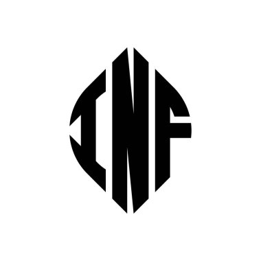Çember ve elips şekilli INF daire harf logosu tasarımı. Tipografik şekilli INF elips harfleri. Üç baş harf daire şeklinde bir logo oluşturuyor. INF Çemberi Amblemi Soyut Monogram Harf İşaretleyici Vektörü.