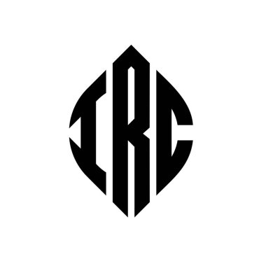 Çember ve elips şekilli IRC daire harf logosu tasarımı. Tipografik tarzda IRC elips harfleri. Üç baş harf daire şeklinde bir logo oluşturuyor. IRC Çember Amblemi Soyut Monogram Harf İşaretleme Vektörü.