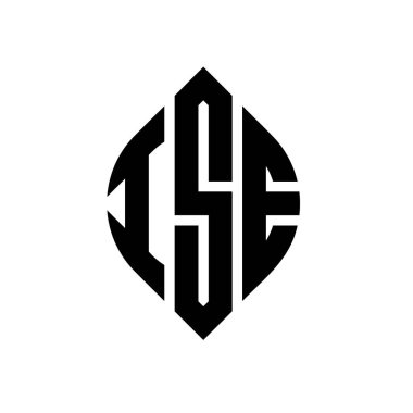 Daire ve elips şekilli ISE daire harf logosu tasarımı. Typographic tarzında ISE elips harfleri. Üç baş harf daire şeklinde bir logo oluşturuyor. ISE Çember Amblemi Soyut Monogram Harf İşaretleyici Vektörü.