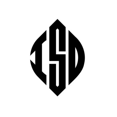 Daire ve elips şekilli ISO daire harf logosu tasarımı. ISO elips harfleri tipografik tarzda. Üç baş harf daire şeklinde bir logo oluşturuyor. ISO Çember Amblemi Soyut Monogram Harf İşaretleyici Vektörü.