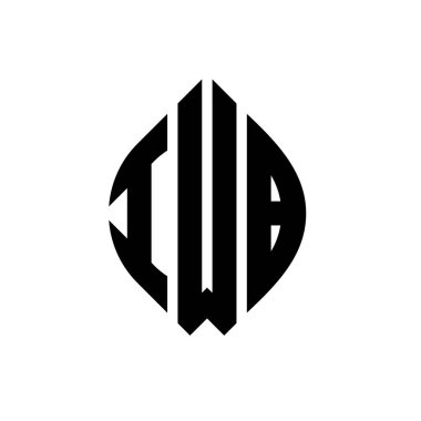Çember ve elips şekilli IWB daire harf logosu tasarımı. Tipografik biçimli IWB elips harfleri. Üç baş harf daire şeklinde bir logo oluşturuyor. IWB Çember Amblemi Soyut Monogram Harf İşaretleyici Vektörü.