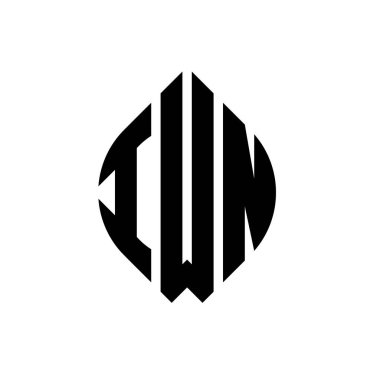 Çember ve elips şekilli IWN daire harf logosu tasarımı. Typographic tarzında IWN elips harfleri. Üç baş harf daire şeklinde bir logo oluşturuyor. IWN Çember Amblemi Soyut Monogram Harf İşaretleme Vektörü.