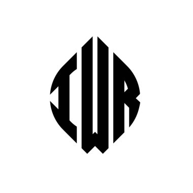 Çember ve elips şekilli IWR daire harf logosu tasarımı. Tipografik biçimli IWR elips harfleri. Üç baş harf daire şeklinde bir logo oluşturuyor. IWR Çember Amblemi Soyut Monogram Harf İşaretleyici Vektörü.