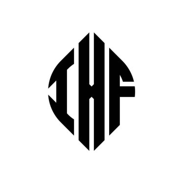 Çember ve elips şekilli IXF daire harf logosu tasarımı. Tipografik biçimli IXF elips harfleri. Üç baş harf daire şeklinde bir logo oluşturuyor. IXF Çember Amblemi Soyut Monogram Harf İşaretleyici Vektörü.