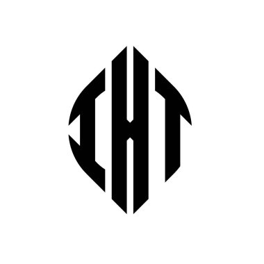 Daire ve elips şekilli IXT daire harf logosu tasarımı. Tipografik biçimli IXT elips harfleri. Üç baş harf daire şeklinde bir logo oluşturuyor. IXT Çember Amblemi Soyut Monogram Harf İşaretleyici Vektörü.