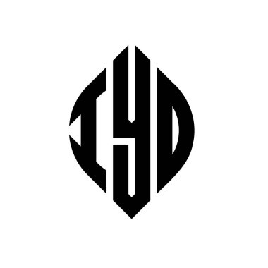 Dairesel ve elips şekilli IYD daire harf logosu tasarımı. Tipografik biçimli IYD elips harfleri. Üç baş harf daire şeklinde bir logo oluşturuyor. IYD Çember Amblemi Soyut Monogram Harf İşaretleyici Vektörü.