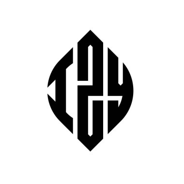 Daire ve elips şekilli IZY daire harf logosu tasarımı. Typographic tarzında IZY elips harfleri. Üç baş harf daire şeklinde bir logo oluşturuyor. IZY Çemberi Amblemi Soyut Monogram Harf İşaretleyici Vektörü.